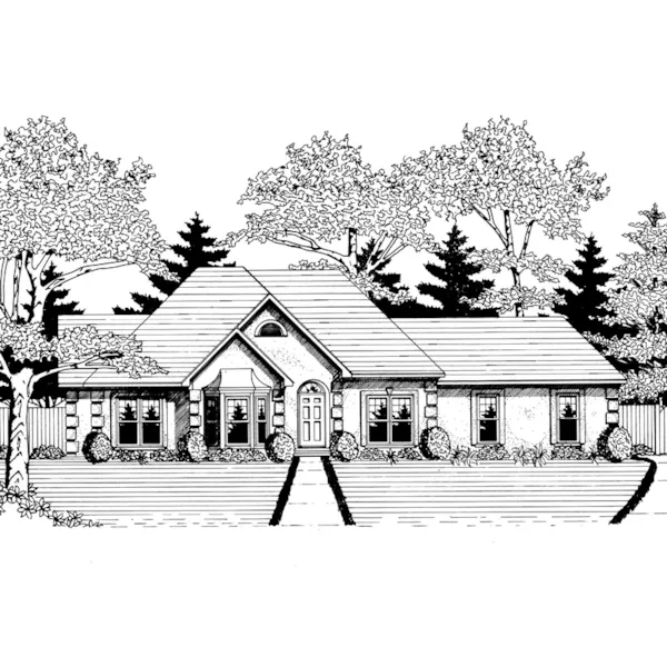 Ranch House Plan Front of Home - Beckett Hill Ranch Home 076D-0101 - Search House Plans and More