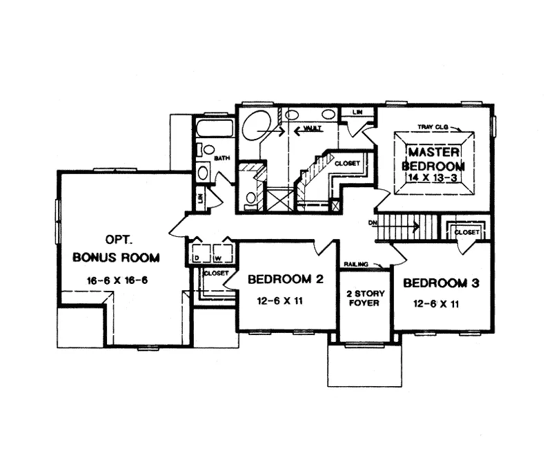 Modern House Plan Second Floor - Minmar Traditional Home 076D-0102 - Shop House Plans and More