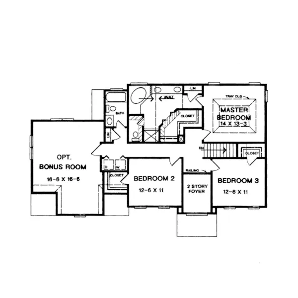 Modern House Plan Second Floor - Minmar Traditional Home 076D-0102 - Shop House Plans and More