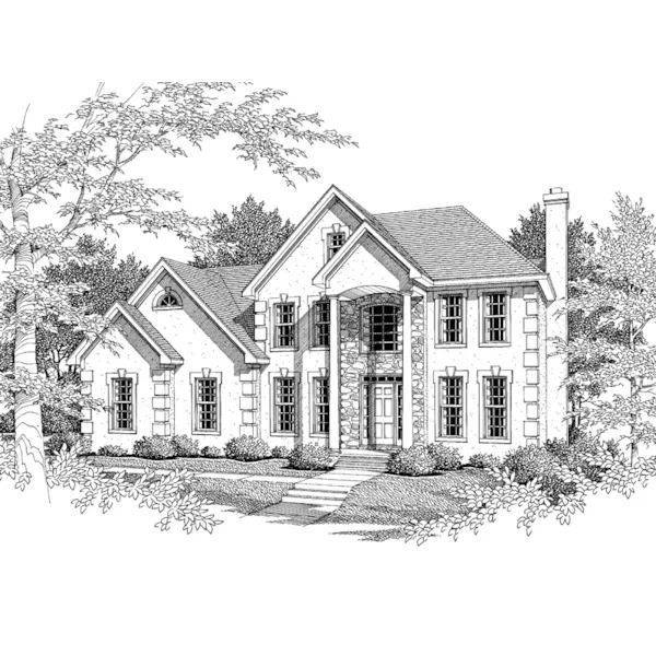 Modern House Plan Front of Home - Minmar Traditional Home 076D-0102 - Shop House Plans and More