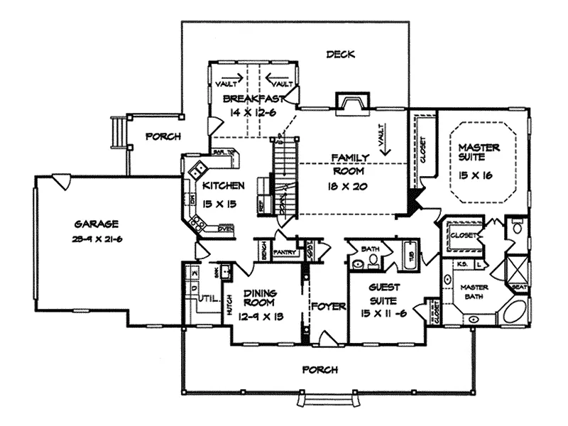 Traditional House Plan First Floor - Berthold Woods Country Home 076D-0103 - Search House Plans and More