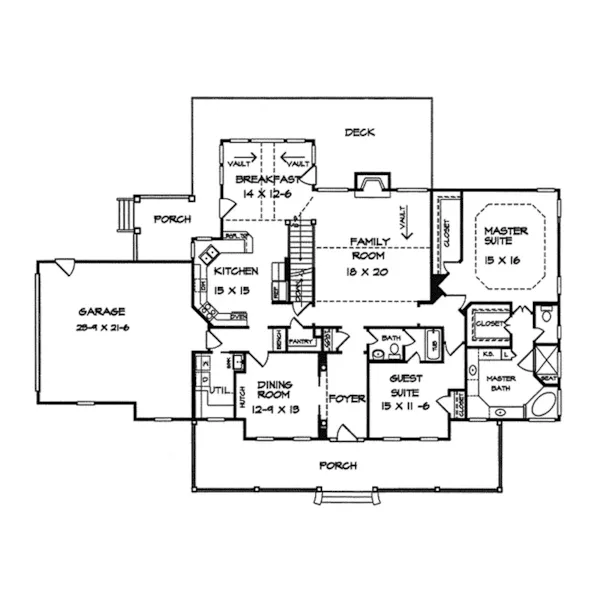 Country House Plan First Floor - Berthold Woods Country Home 076D-0103 - Search House Plans and More