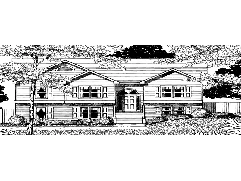 Traditional House Plan Front of Home - Delbridge Split-Level Home 076D-0104 - Search House Plans and More