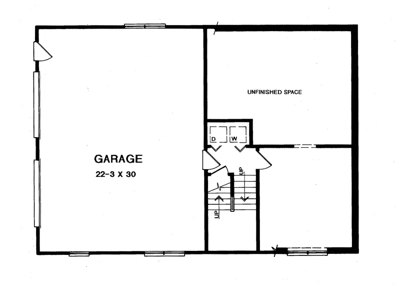 Traditional House Plan Lower Level Floor - Delbridge Split-Level Home 076D-0104 - Search House Plans and More