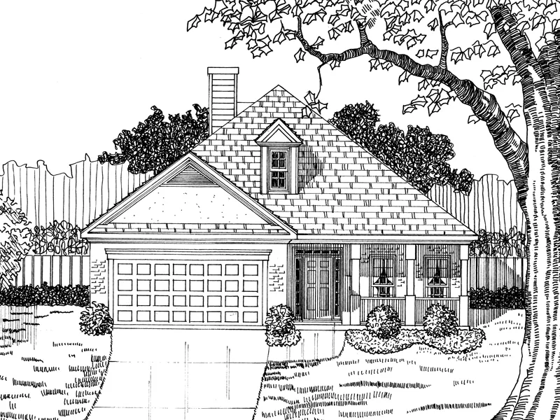 Country House Plan Front of Home - Holiman Cottage Ranch Home 076D-0108 - Search House Plans and More