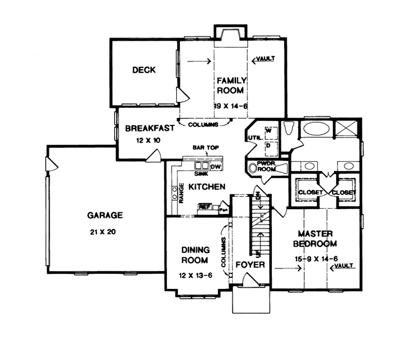 Traditional House Plan First Floor - Benning Traditional Home 076D-0110 - Search House Plans and More