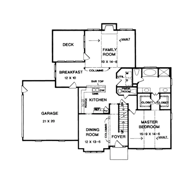 Traditional House Plan First Floor - Benning Traditional Home 076D-0110 - Search House Plans and More