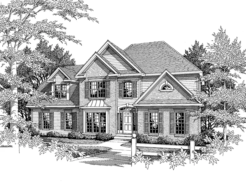 Traditional House Plan Front of Home - Benning Traditional Home 076D-0110 - Search House Plans and More