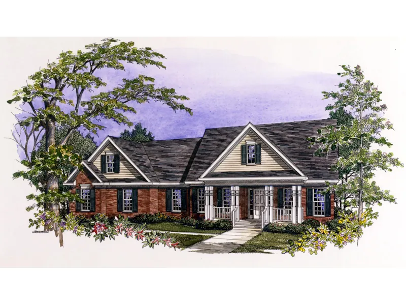 Traditional House Plan Front of Home - Hollenberg Valley Country Home 076D-0112 - Search House Plans and More