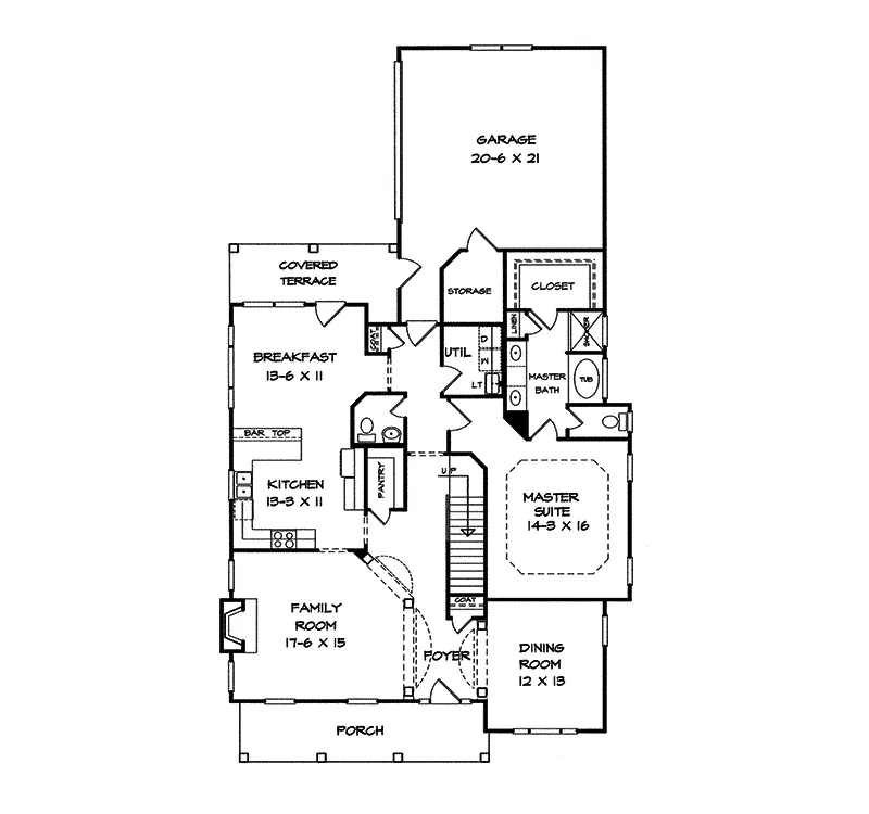 Country House Plan First Floor - Elk Pointe Country Farmhouse 076D-0114 - Search House Plans and More