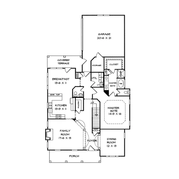 Country House Plan First Floor - Elk Pointe Country Farmhouse 076D-0114 - Search House Plans and More