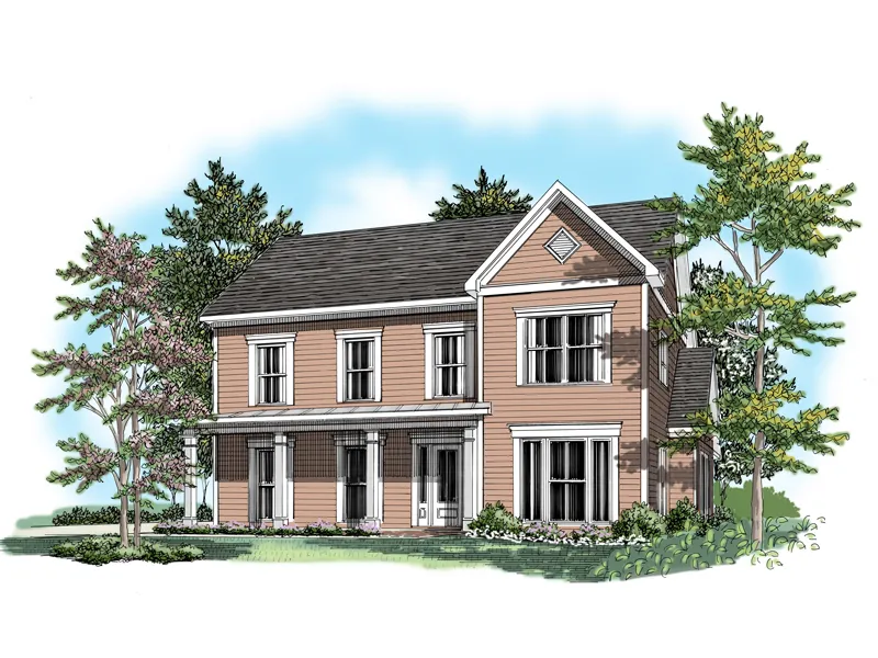 Traditional House Plan Front of Home - Elk Pointe Country Farmhouse 076D-0114 - Search House Plans and More