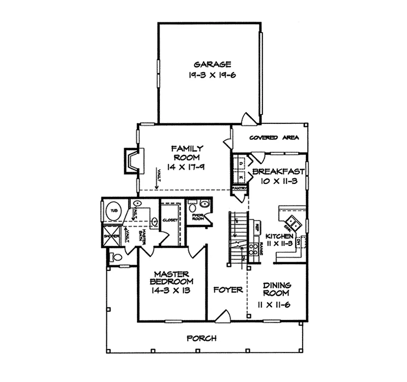 Traditional House Plan First Floor - Fair Pass Country Home 076D-0115 - Search House Plans and More