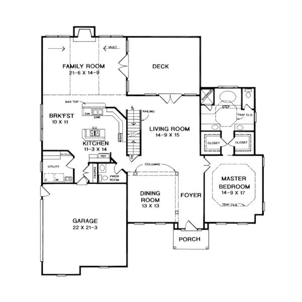 Traditional House Plan First Floor - Caffeyville Georgian Home 076D-0116 - Search House Plans and More