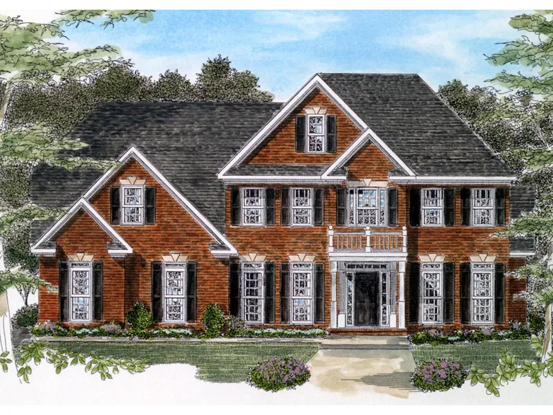 Colonial House Plan Front of Home - Caffeyville Georgian Home 076D-0116 - Search House Plans and More