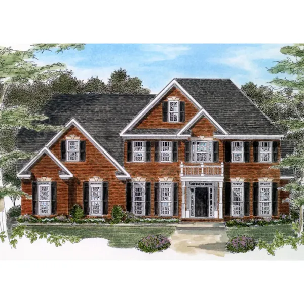 Traditional House Plan Front of Home - Caffeyville Georgian Home 076D-0116 - Search House Plans and More