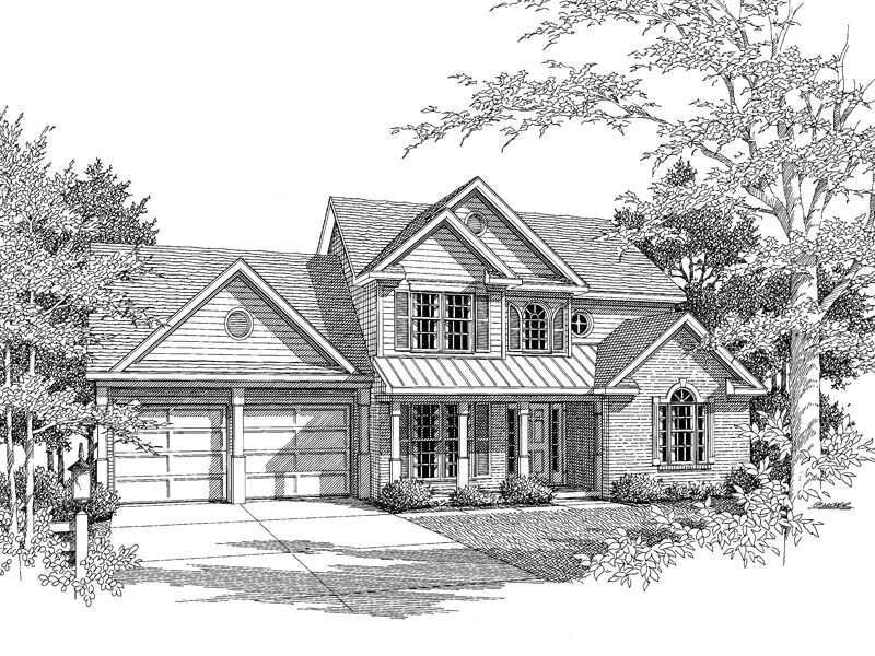 Traditional House Plan Front of Home - Branbury Country Home 076D-0117 - Search House Plans and More