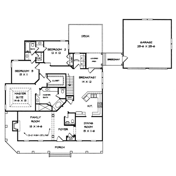 Traditional House Plan First Floor - Davidson Farm Country Home 076D-0119 - Search House Plans and More