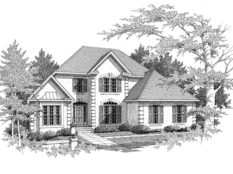 Traditional House Plan Front of Home - Birdsong European Home 076D-0123 - Search House Plans and More