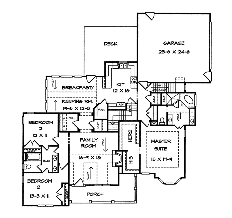 Country House Plan First Floor - Cazzell Country Home 076D-0124 - Search House Plans and More
