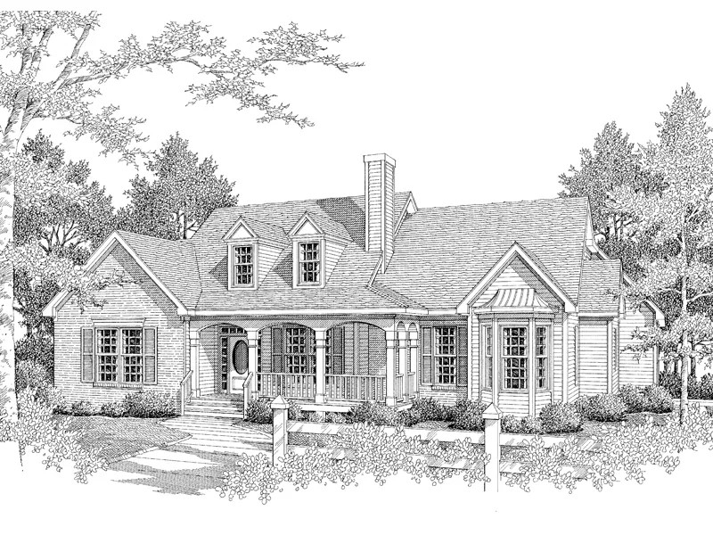 Country House Plan Front of Home - Cazzell Country Home 076D-0124 - Search House Plans and More