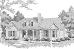 Ranch House Plan Front of Home - Cazzell Country Home 076D-0124 - Search House Plans and More