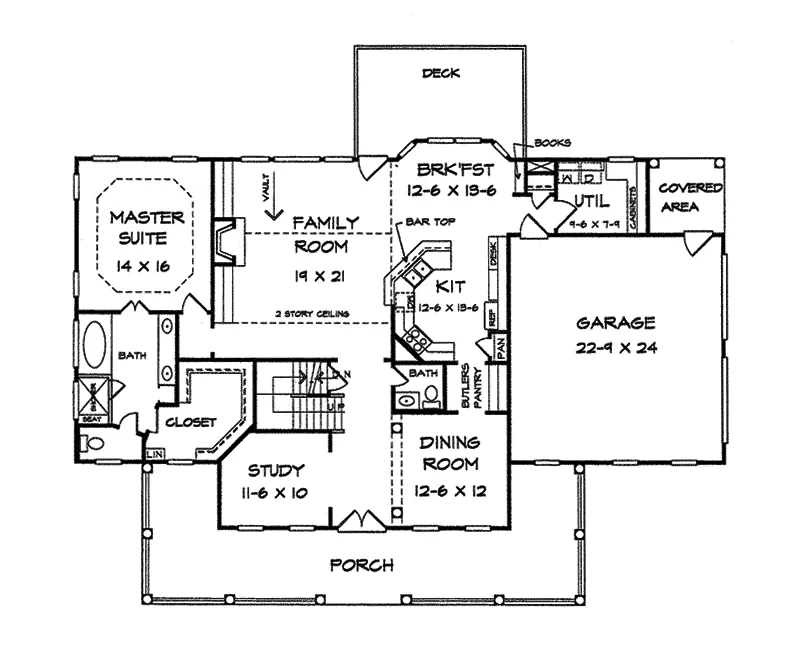 Traditional House Plan First Floor - Narbonne Country Home 076D-0125 - Shop House Plans and More