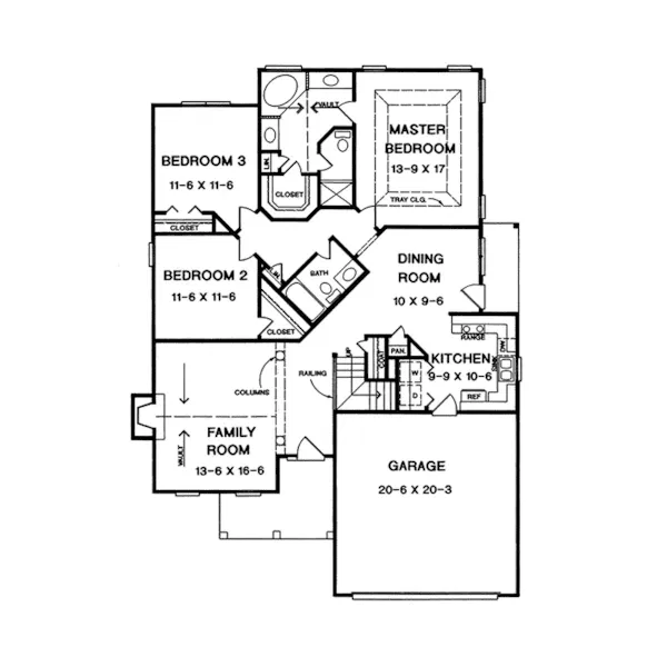 Ranch House Plan First Floor - Crabapple Creek Ranch Home 076D-0129 - Search House Plans and More