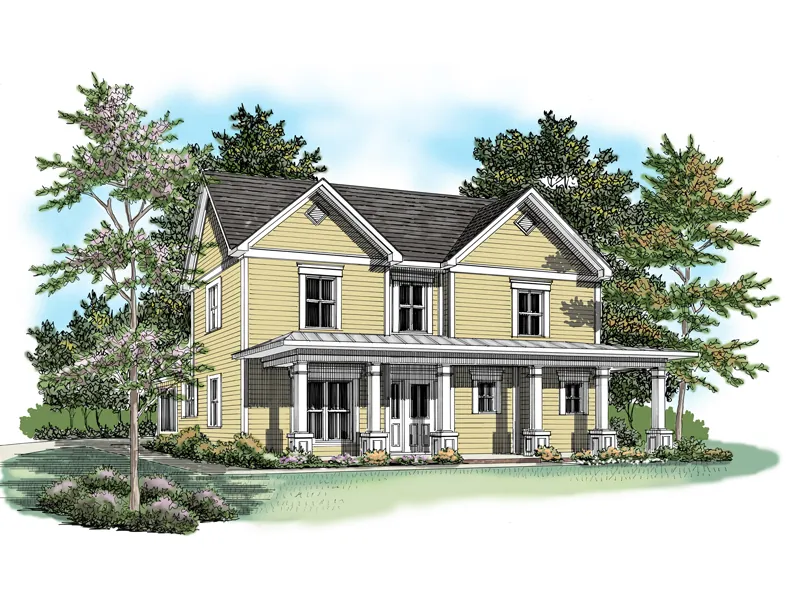 Traditional House Plan Front of Home - Majestic Country Home 076D-0131 - Shop House Plans and More