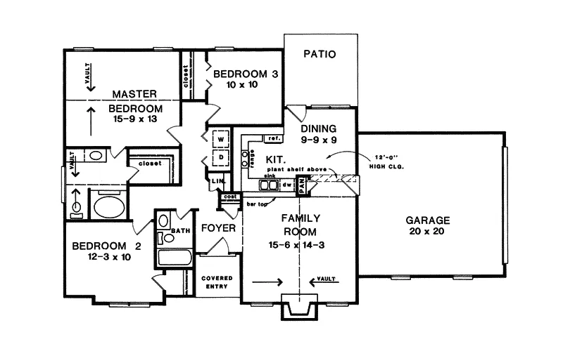 Traditional House Plan First Floor - Russell Point Ranch Home 076D-0133 - Shop House Plans and More