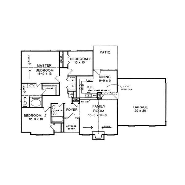 Traditional House Plan First Floor - Russell Point Ranch Home 076D-0133 - Shop House Plans and More