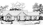 Traditional House Plan Front of Home - Russell Point Ranch Home 076D-0133 - Shop House Plans and More