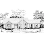 Traditional House Plan Front of Home - Russell Point Ranch Home 076D-0133 - Shop House Plans and More