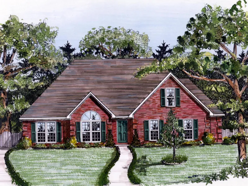 Traditional House Plan Front of Home - Liam Traditional Ranch Home 076D-0134 - Shop House Plans and More