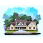 Ranch House Plan Front of Home - Cave Hollow Country Home 076D-0135 - Search House Plans and More