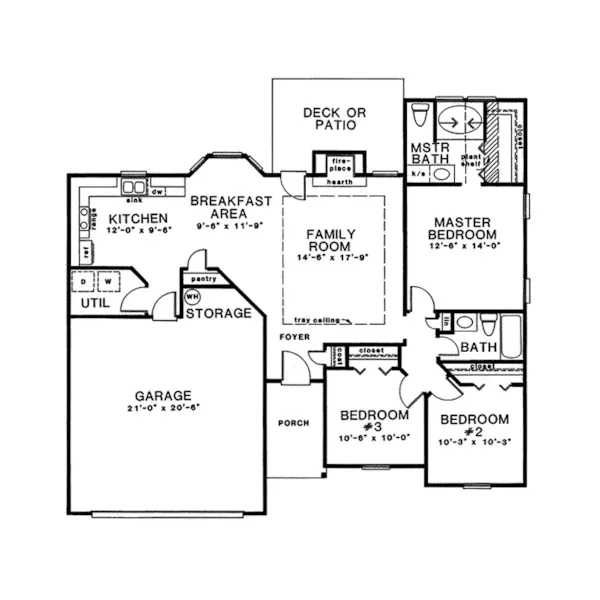 Ranch House Plan First Floor - Portugal Ranch Home 076D-0136 - Shop House Plans and More