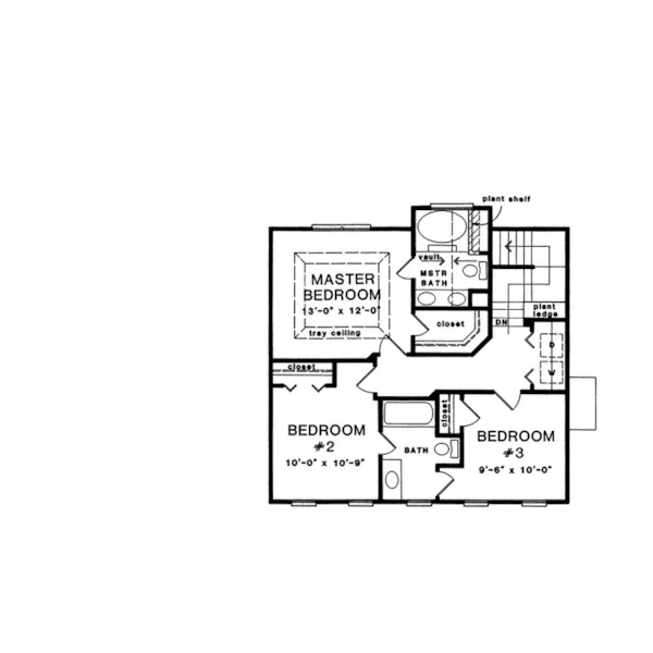 Traditional House Plan Second Floor - Bitterfield Georgian Home 076D-0138 - Search House Plans and More