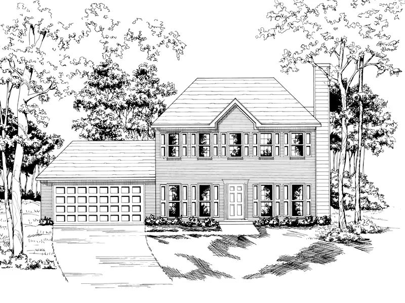 Traditional House Plan Front of Home - Bitterfield Georgian Home 076D-0138 - Search House Plans and More