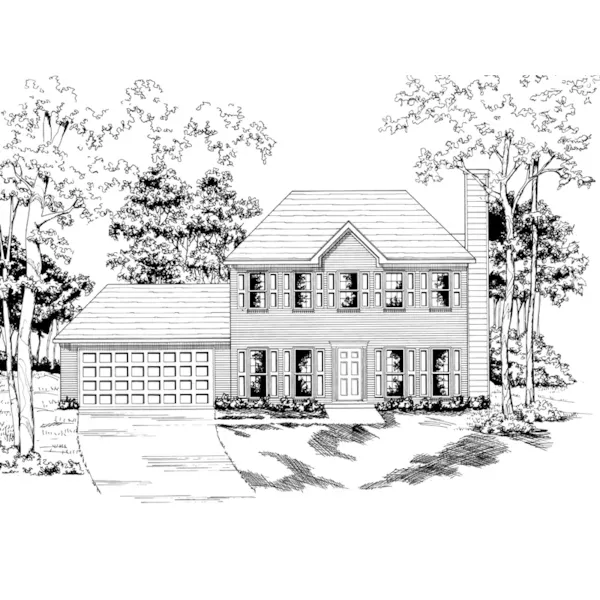 Traditional House Plan Front of Home - Bitterfield Georgian Home 076D-0138 - Search House Plans and More