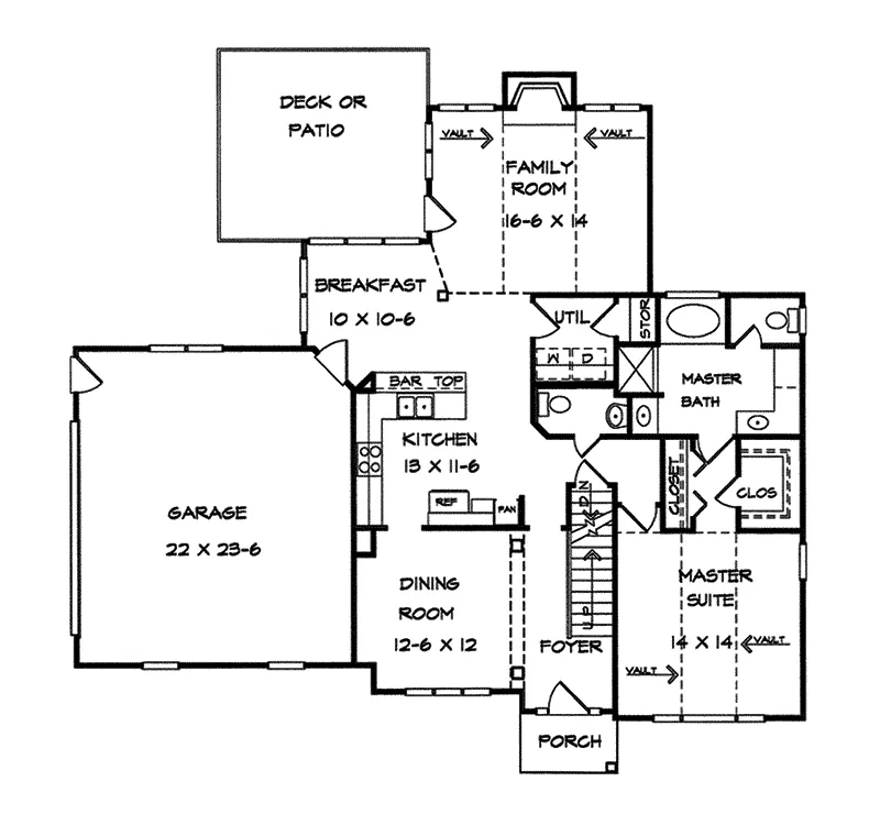 Traditional House Plan First Floor - Delshire Place Traditional Home 076D-0145 - Search House Plans and More