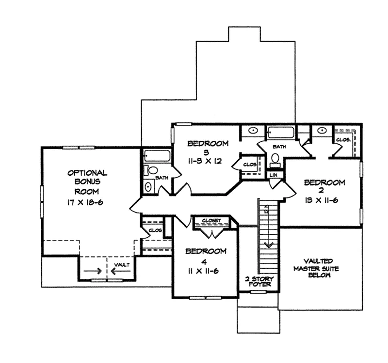 Traditional House Plan Second Floor - Delshire Place Traditional Home 076D-0145 - Search House Plans and More