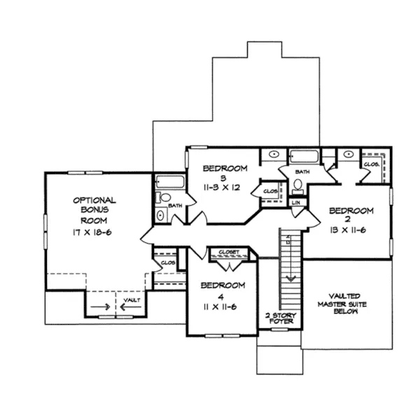 Traditional House Plan Second Floor - Delshire Place Traditional Home 076D-0145 - Search House Plans and More