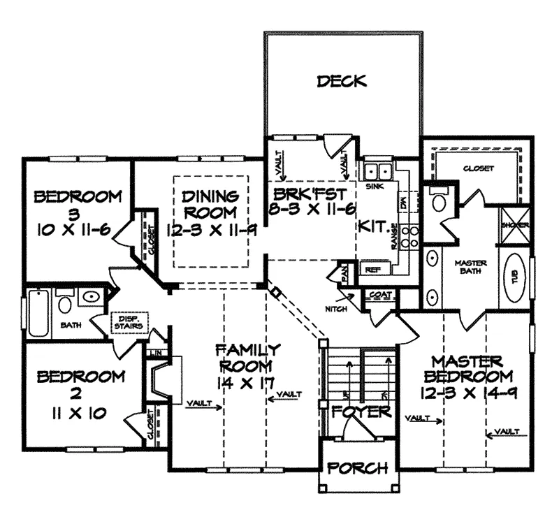 Traditional House Plan First Floor - Sagamore Bay Split-Level Home 076D-0147 - Shop House Plans and More