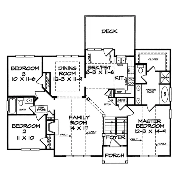 Traditional House Plan First Floor - Sagamore Bay Split-Level Home 076D-0147 - Shop House Plans and More