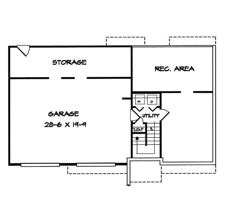 Traditional House Plan Lower Level Floor - Sagamore Bay Split-Level Home 076D-0147 - Shop House Plans and More