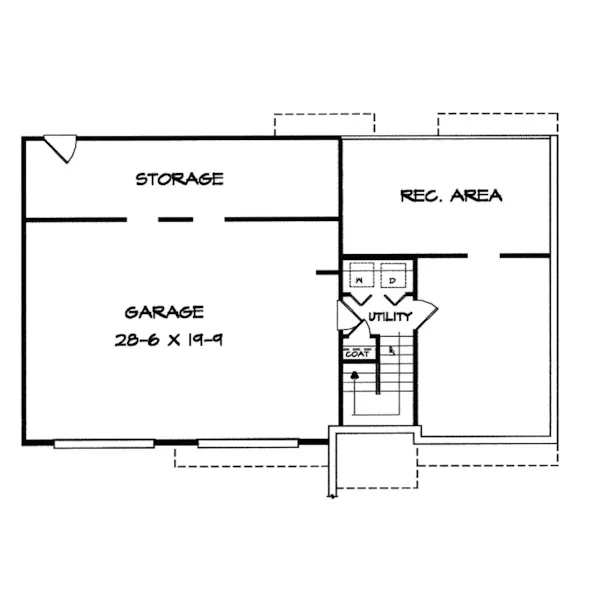 Traditional House Plan Lower Level Floor - Sagamore Bay Split-Level Home 076D-0147 - Shop House Plans and More