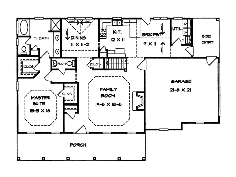 Traditional House Plan First Floor - Bastille Country Home 076D-0149 - Search House Plans and More