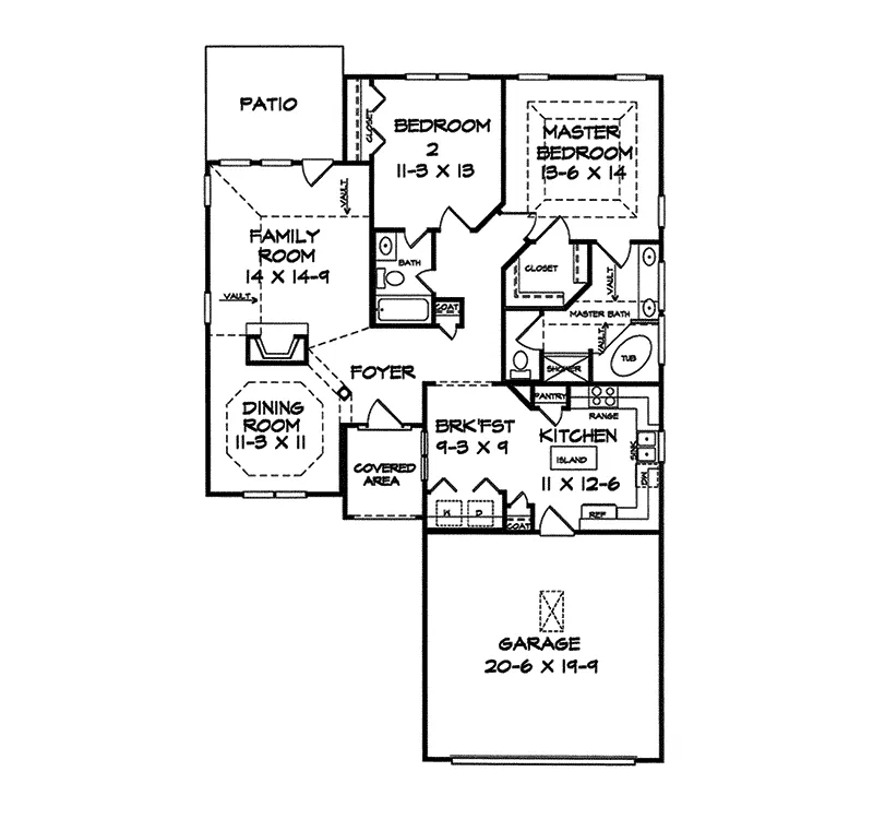 Sunbelt House Plan First Floor - Jacklynn Sunbelt Home 076D-0154 - Search House Plans and More