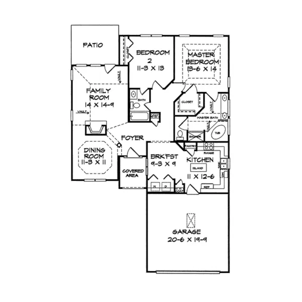 Sunbelt House Plan First Floor - Jacklynn Sunbelt Home 076D-0154 - Search House Plans and More