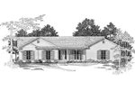 Ranch House Plan Front of Home - Taberville Traditional Home 076D-0158 - Shop House Plans and More